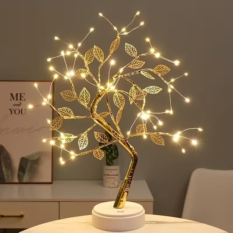 Golden Leaf LED Tree Lamp