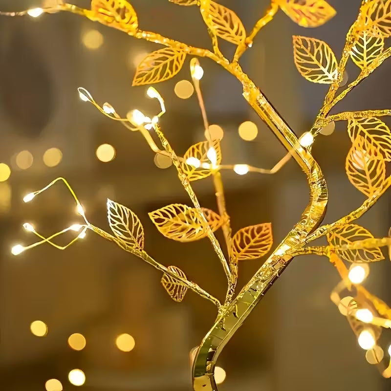Golden Leaf LED Tree Lamp